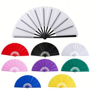 Ready Ship 13-Inch Craft Handle Blanks Folding Clack <b>Fans</b> Popping White Black 33Cm Polyester Plastic Christmas Painted - Product Image 1