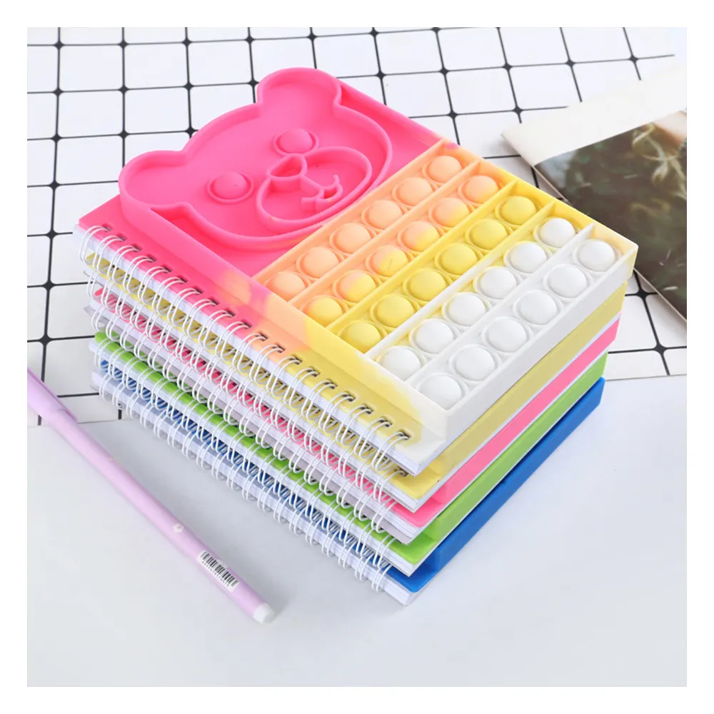 Unique Coil Horizontal Line 60 Sheets Silicone Planner Notebook, Low Moq Stress Relief Student Novelty Silicone Cover Notepad