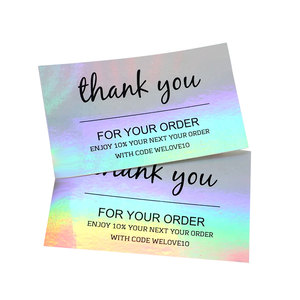 Tùy Chỉnh 300gsm Giấy Tráng Holographic <span class=keywords><strong>In</strong></span> Ấn Sáng Bóng Cảm Ơn Bạn Thẻ Mua Cho Doanh Nghiệp Nhỏ - Product Image 4