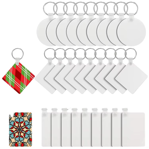 MDFSUB Porte-clés MDF à sublimation de 3mm avec revêtement double face Porte-clés MDF en bois blanc à sublimation avec films de protection - Product Image 1