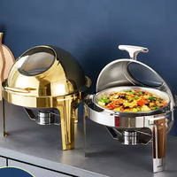 Plats Chafing en Gros pour Buffet Traiteur Acier Inoxydable Vintage Set de Plats Chafing Buffet à Couvercle Roulant