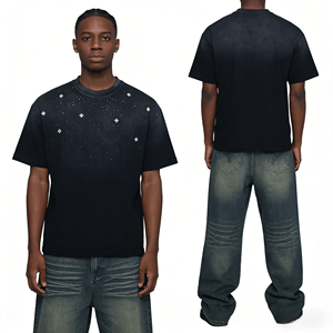 Camisetas Casuales de Manga Corta para Hombre, Estilo Hip Hop, Bordadas, Lavado Ácido, 100% Algodón Tejido, 240 Gramos, Transpirables - Product Image 1