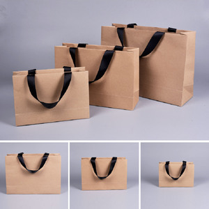 Kết cấu tùy chỉnh cán Túi giấy trắng với tay cầm ruy băng | Đỏ Đen Hồng màu xanh hải quân Túi giấy Kraft nâu với logo lá - Product Image 6