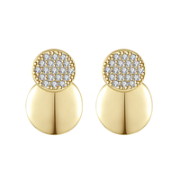 Boucles d'oreilles classiques en argent sterling 925 plaqué or 14 carats avec zircon et diamant pour femmes, pour mariage et anniversaire