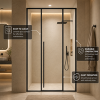 Porte de douche monobloc avec axe fixe et pivotant, verre trempé, design moderne, facile à nettoyer et durable, garantie 5 ans