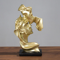 Abstrait Arts or Antique argent femme sur la Base Statue embrassant homme Couple résine Sculpture décor