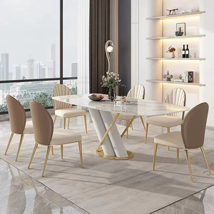 <strong>Space</strong> <strong>Saver</strong> Elegant Covers Rooms Bench Top Italian Luxury Classic Turkish Stainless Steel Dining <strong>Table</strong> <strong>Chairs</strong> with 8 <strong>Chairs</strong> - Product Image 3