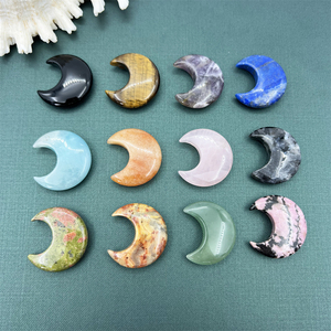 Pendentif lune décorations pour la maison <span class=keywords><strong>pierres</strong></span> <span class=keywords><strong>naturelles</strong></span> guérison cristal sculpté artisanat opalite croissant de lune pour les décors de noël en gros - Product Image 6