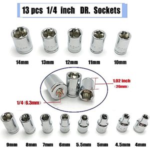 Bộ Cờ Lê Ổ Cắm <span class=keywords><strong>1</strong></span>/<span class=keywords><strong>4</strong></span> <span class=keywords><strong>Inch</strong></span> 46 Chiếc Bộ Bánh Cóc Bộ Dụng Cụ Cơ Khí Ổ Cắm Mũi Khoan Để Sửa Chữa Ô Tô & Hệ Mét Gia Dụng - Product Image 2