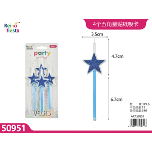 4 pz candeline di compleanno a forma di stella blu per feste ed eventi materiale cerato per imballaggio in scatola di Pasqua e capodanno - Product Image 1