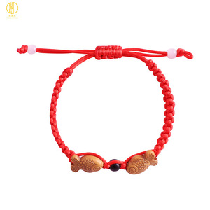 <b>Red</b> String <b>Bracelet</b> With Fish Charm Handmade Braided Jewelry Gift For Chinese Zodiac Year Unisex - Product Image 5