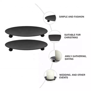 Outil de cire mate en gros en métal simple et élégant plateau noir plaque de <span class=keywords><strong>bougie</strong></span> <span class=keywords><strong>ronde</strong></span> - Product Image 5
