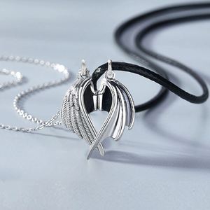 Magnetic Devil Angel Couple Lovers Necklace Alloy Gold Plated Ethnic Link <b>Chain</b> Clavicle Necklace Anniversary - Product Image 1