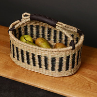 Panier multifonction en jonc de mer tressé à la main Kingwillow Vintage Luxury avec éléments africains, écologique pour la maison, l'hôtel et le jardin