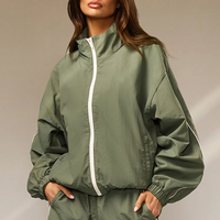 Veste coupe-vent légère et respirante 2026 personnalisée style printemps, imprimée, avec passepoil contrastant, coupe courte et oversize, imperméable et élastique