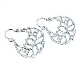 Attractive Handmade Hoop Earring Lotus Silver Hoop Earring Silver Hoop Earring - Product Image 1