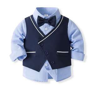 Ensemble de <span class=keywords><strong>costume</strong></span> assorti avec gilet, chemise à manches longues et nœud papillon pour garçons en bas âge, idéal pour les occasions formelles et les fêtes, facile à porter au quotidien - Product Image 2