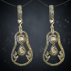 Superb Victorian Ear Feminine Ethnic Designer Diamond Gold-Plated Silver <b>Fine</b> <b>Stud</b> <b>Earrings</b> Expensive Looking Victorian <b>Earrings</b> - Product Image 2