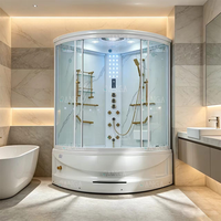 Bak Mandi Jacuzzi dengan Kabin Shower, Kamar Mandi Mewah Jaguzzy dan Ruang Sauna Uap untuk Kombinasi Mandi Uap Tunggal