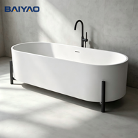 Baignoire autoportante ovale de luxe en pierre artificielle, surface solide, profonde, pour maison, hôtel, villa – Vente directe usine