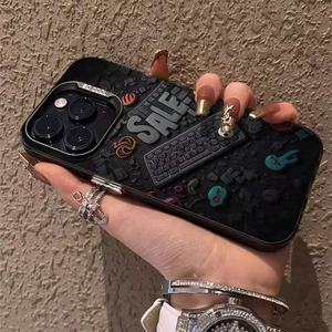 Coque de téléphone compatible Graffiti Keyboard pour 16/17 Pro Max, style japonais/coréen, anti-traces de doigts, électroplaquée, laser - Product Image 4