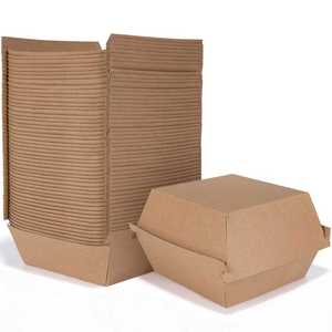 Bol jetable et boîte à hamburger en papier kraft, vendus séparément pour le bol et ensembles pour l'emballage, pour les fêtes quotidiennes ou les magasins d'alimentation - Product Image 1