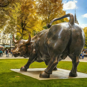 Statua del Toro di Wall Street in Bronzo <span class=keywords><strong>Antico</strong></span> a Grandezza Naturale, Finitura Patinata, Dimensioni Personalizzabili, Scultura in Metallo per <span class=keywords><strong>Giardino</strong></span> - Product Image 3