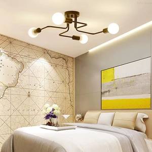 Luminaire de plafond en fer forgé industriel rétro moderne, LED, alimenté par courant alternatif, suspendu pour salon, bureau, chambre à coucher, luminaires E27 - Product Image 6