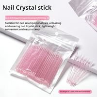 Outil de manucure professionnel 75 mm en cristal pour ongles, double usage : pousse-cuticules et dissolvant