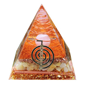 Pyramide en résine époxy avec cristal, ornement de bureau, boule rose 7-impulsions, décoration d'intérieur, cadeau - Product Image 5