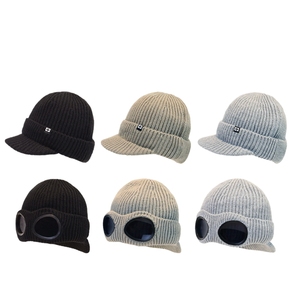 Novo Estilo Personalizado Adulto 100% Acrílico Malha Beanie Homens Cuff Beanie Cap Com Vidro - Product Image 6