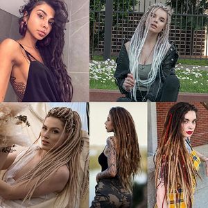 Fabrik Großhandel Afrika Hot Selling Handmade Dreadlocks Haar verlängerungen Häkeln Haar Schwarz Braun Synthetisches Haar 1 Stränge - Product Image 3