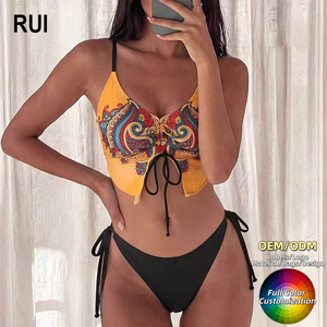 RUIQUWIN OEM Custom Logo <b>Triangle</b> <b>Bikini</b> <b>Set</b> Women 2 Piece Push Up Swimsuit Micro <b>Bikini</b> Swimwear High Waist Bathing Suit - Product Image 1