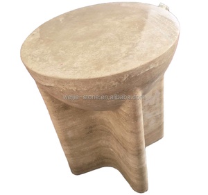 Natural Beige Travertine Marble Furniture Stone Tea Solid Marble <strong>Table</strong> Luxury Home <strong>Real</strong> Marble Small Round <strong>Coffee</strong> <strong>Table</strong> - Product Image 1