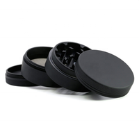 Logo personnalisé noir mat 3 pouces 4 couches en aluminium broyeur d'herbes petit modèle avec 75mm taille boîte emballé accessoire