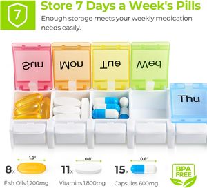 Organizador Semanal de Pastillas OEM, Apto para Personas con Artritis, Libre de BPA, Estuche de <span class=keywords><strong>Viaje</strong></span> para Pastillas con Compartimentos Grandes y Apertura por Resorte para 7 Días, para Vitaminas - Product Image 3