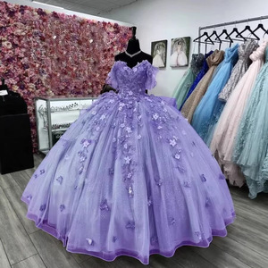 <span class=keywords><strong>Vestido</strong></span> <span class=keywords><strong>de</strong></span> Noche/Fiesta SWS008 Estilo Europeo Americano Tallas Grandes <span class=keywords><strong>de</strong></span> Tul Mini con Ilusión <span class=keywords><strong>de</strong></span> Hombros Caídos y Apliques 3D para Cumpleaños/Boda - Product Image 2