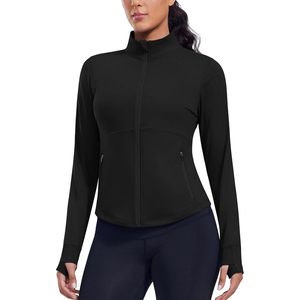 Women's Cropped Workout <b>Jacket</b> <b>Lightweight</b> Full Zip <b>Running</b> <b>Jacket</b> Comfy Slim Fit Athletic <b>Jacket</b> With Thumb Holes - Product Image 1