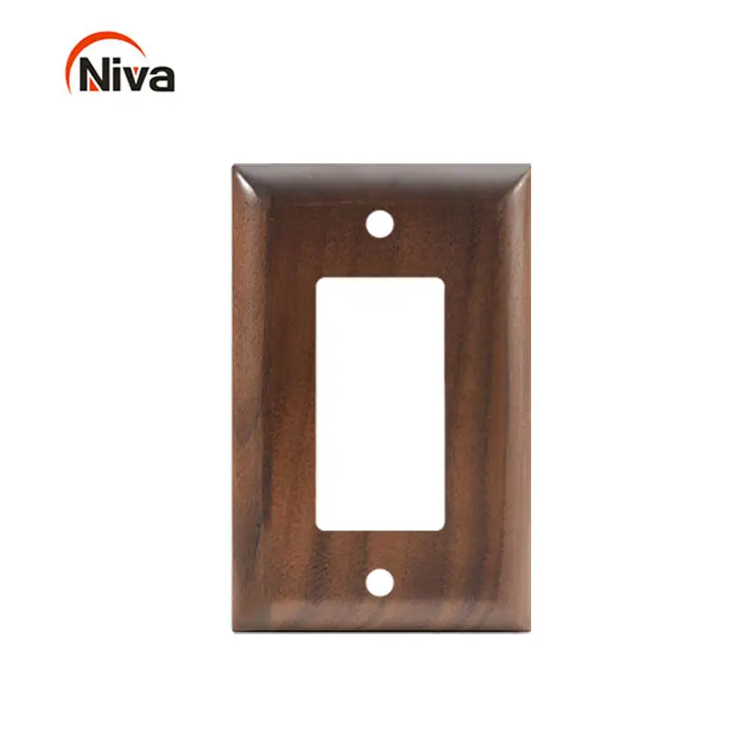 American black walnut solid wood retro switch panel brass dial lever personality creative art switch panel outlet covers