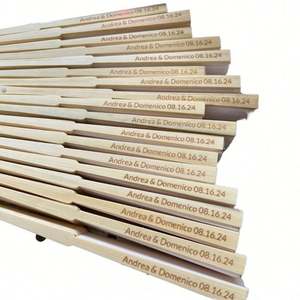 Éventails pliants en bambou de couleur violet clair, longueur 21 cm, pour mariage, éventail personnalisé avec logo - Product Image 3