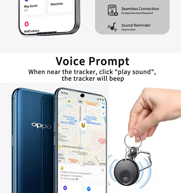 OEM Custom Logo Anti-Lost Device, Dual System iOS & Android Find My, Replaceable Battery 210mAh AT01 PC ABS