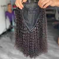 Perruque mi-tête entièrement machine, facilement ajustable avec cordon de serrage, HD transparente, cheveux humains cambodgiens 100% alignés sur les cuticules, sans colle, bouclée