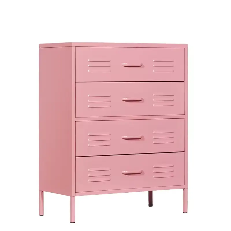 Modern metal customized colorful living room bedroom furniture home steel drawer design storage cabinet 4 chest of drawer