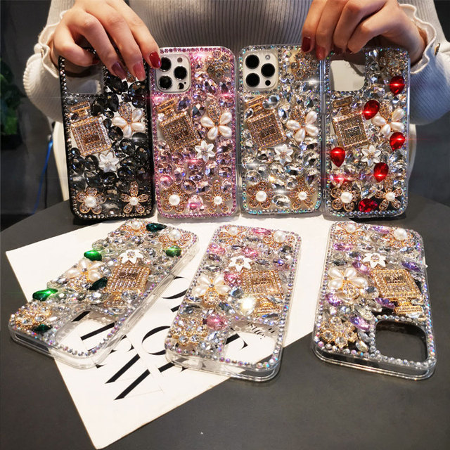 Luxury High Quality Fashion Diamond Glitter PC Phone Case Bling Gemstone Shockproof Waterproof for 6-14 Pro Max