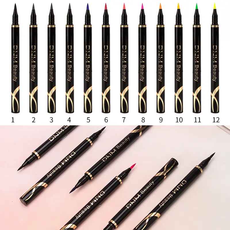 OEM 12 Farben Liquid Eyeliner Pencil Wasserdichter bunter Eyeliner Pen Highlight Neon Bunte Cat Eyes Makeup Tools Eyeliner