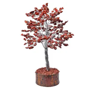 Supplier of Healing Natural Stone Tree | Red Jasper 300 Chips Silver Wire Tree online | Get Best Quality Healing Natural Stone T