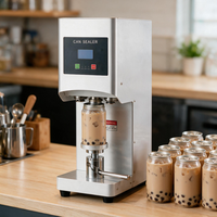 Nouvelle machine automatique de scellage de boîtes 370W 300-500 pièces/h 40-85mm Scelleuse de boîtes en plastique PET pour café, lait, thé, desserts CE 304