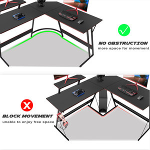 Ajunion 51.3 "góc máy tính bàn với đèn LED chơi Game bàn Ergonomic màn hình đứng phong phú lưu trữ hoàn hảo cho nhà - Product Image 2