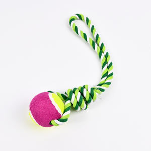 Vendita diretta della fabbrica cinese giocattoli per animali domestici giocattoli per cani divertenti giocattoli interattivi bella corda di cotone colorato cane che morde giocattolo con palla da tennis - Product Image 2