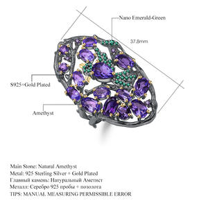 Anillo de Plata 925 con Cristales y Piedras Preciosas, Estilo Vintage, Elegante, para Mujer, Directo de Fábrica, Disponible en Stock - Product Image 4